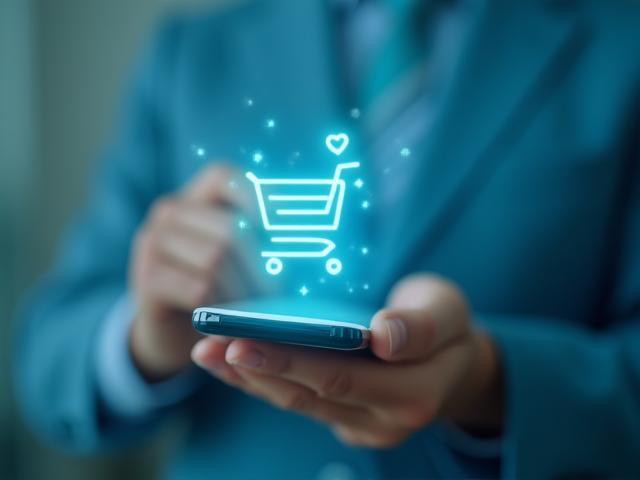 App móvil de comercio electrónico funcionando en teléfono inteligente moderno